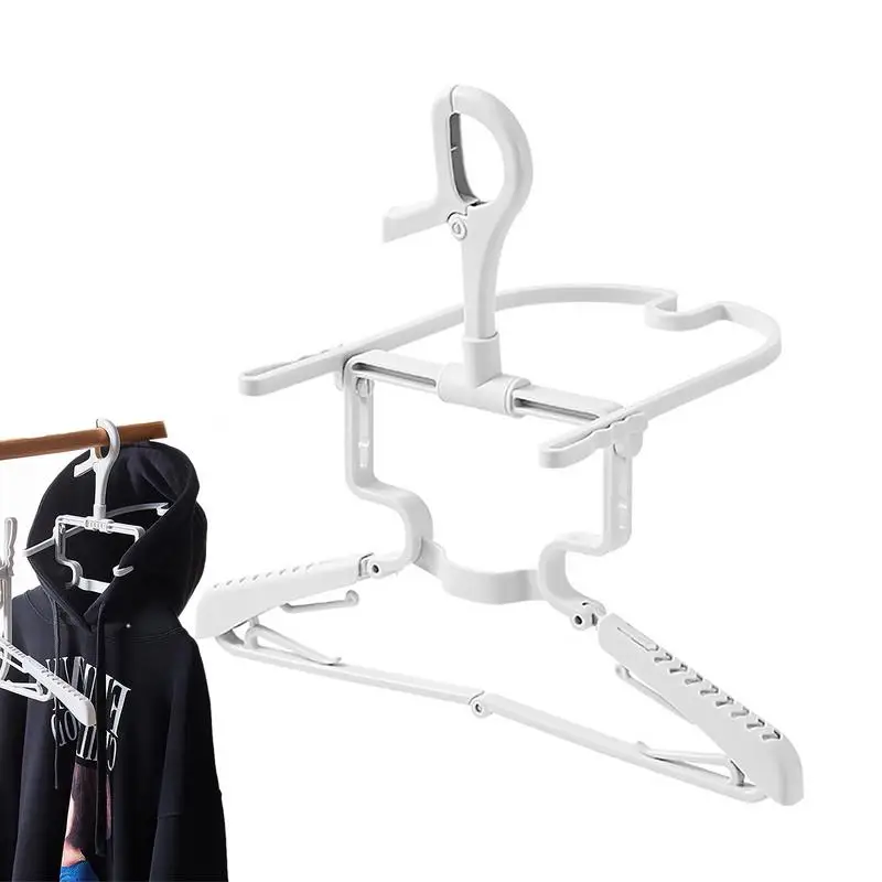 

Hooded Folding Hanger Multifunctional Foldable Space Saving Pants Coat Hanger Hoodie Drying Rack Non-slip Hangers for Clothes