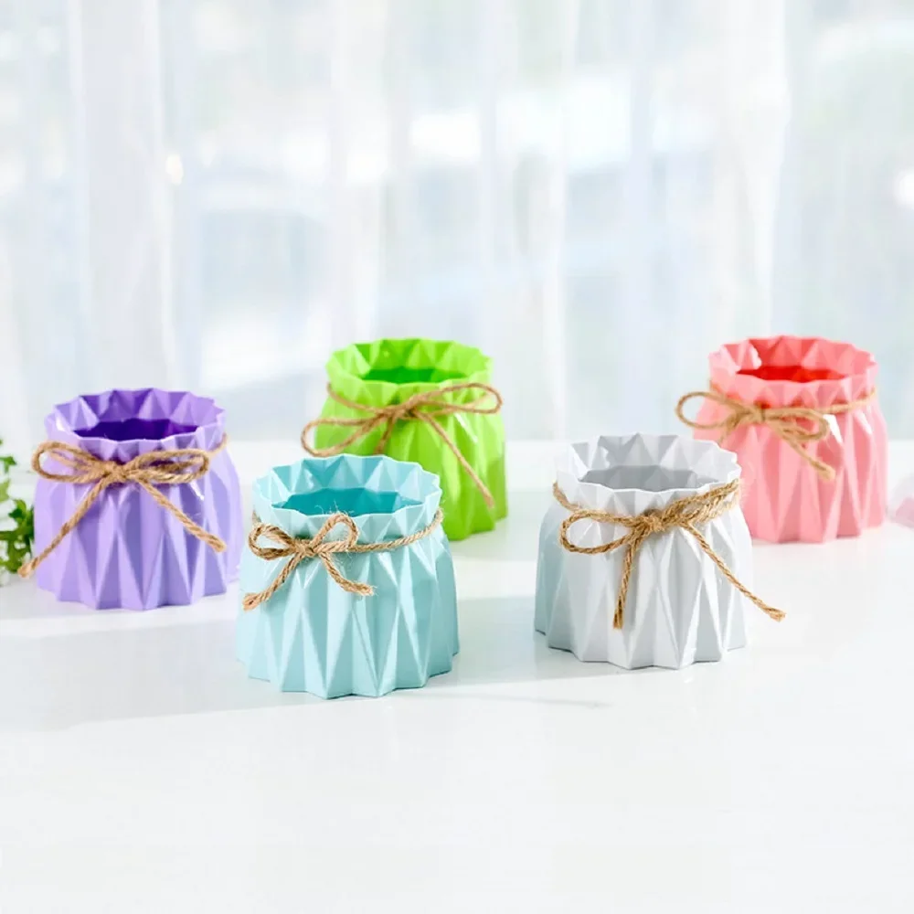 Nordic Modern Vase Imitation Ceramic Plastic Vase for Wedding Birthday Art Home Living Room Decoration Flower Arrangement