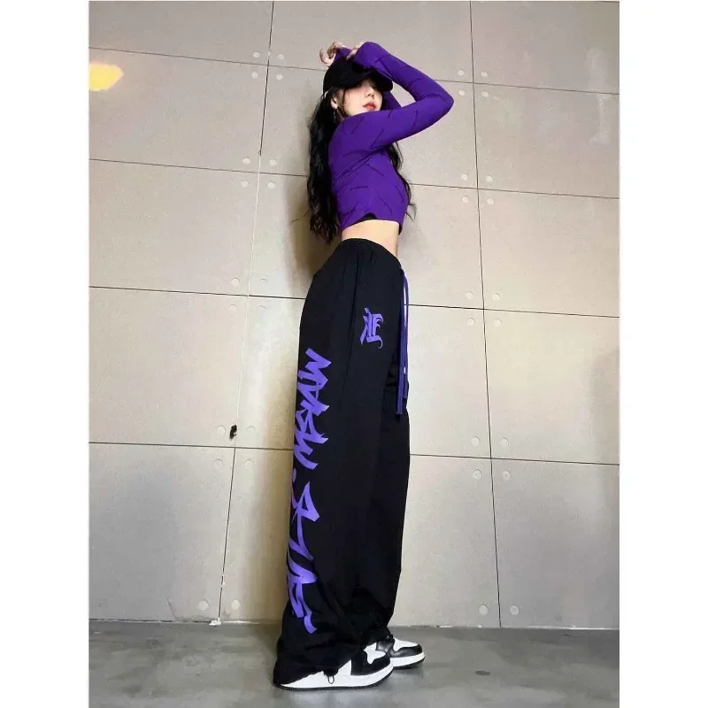 New Spring Summer Korean Hip Hop High Street Jazz Pants Women Drawstring Baggy Harajuku Vintage Trousers Y2k Streetwear