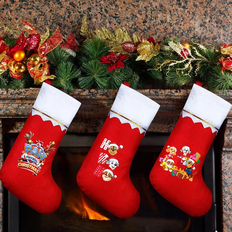 Paw Patrols Christmas Stockings Sack Xmas Gift Candy Bag Christmas Decoration for Home New Year Sock Christmas Tree Decoratoin