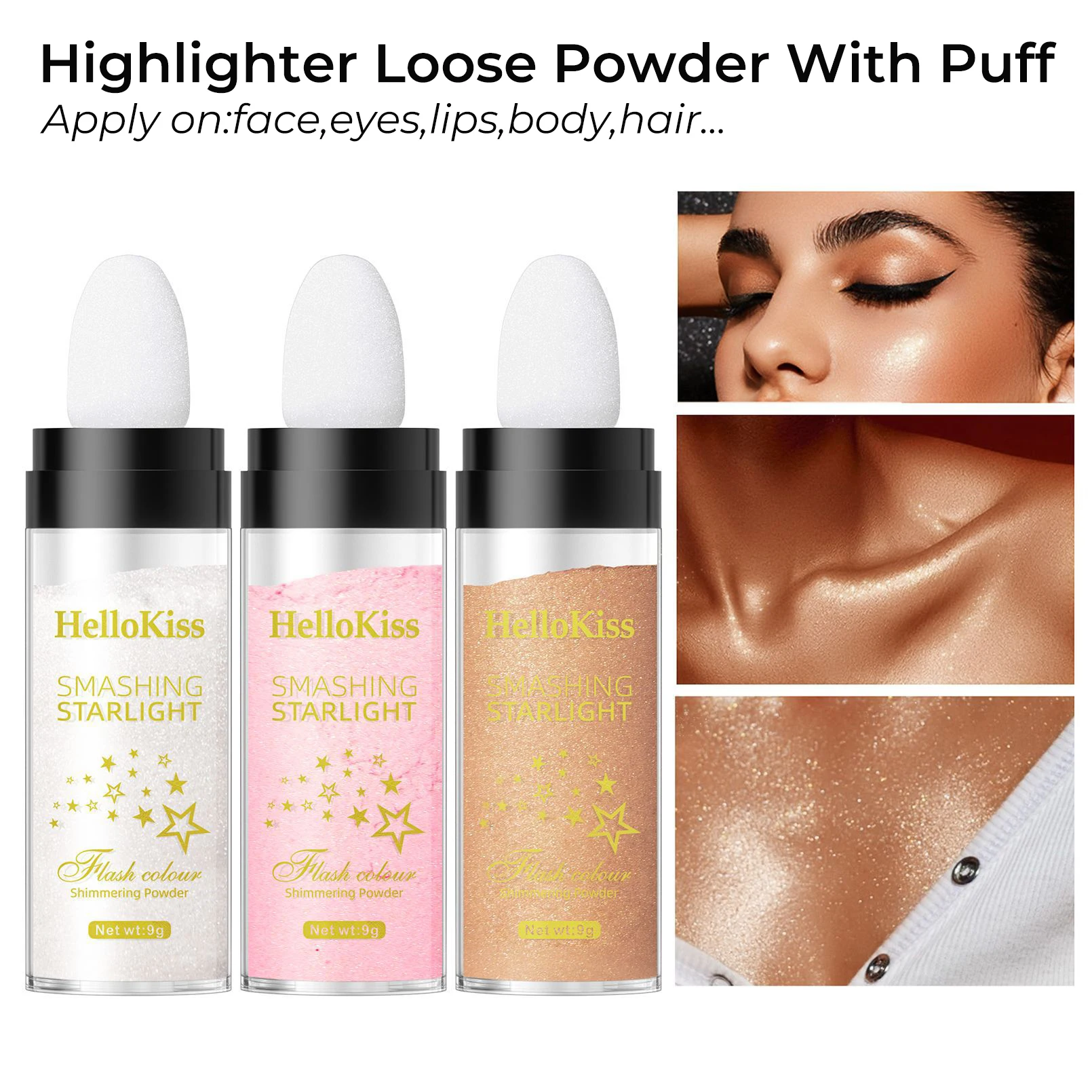 HelloKiss Body Hair Glitter Highlighter Polvo De Hadas Fairy Powder Makeup Poudre Libre Maquillage Glossier Bronzer Kosmetyki