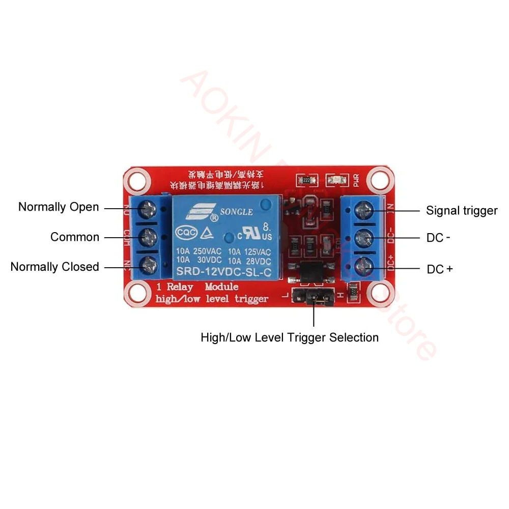 5V/12V One Channel Relay Module Relay Switch with OPTO Isolation High Low Level Trigger