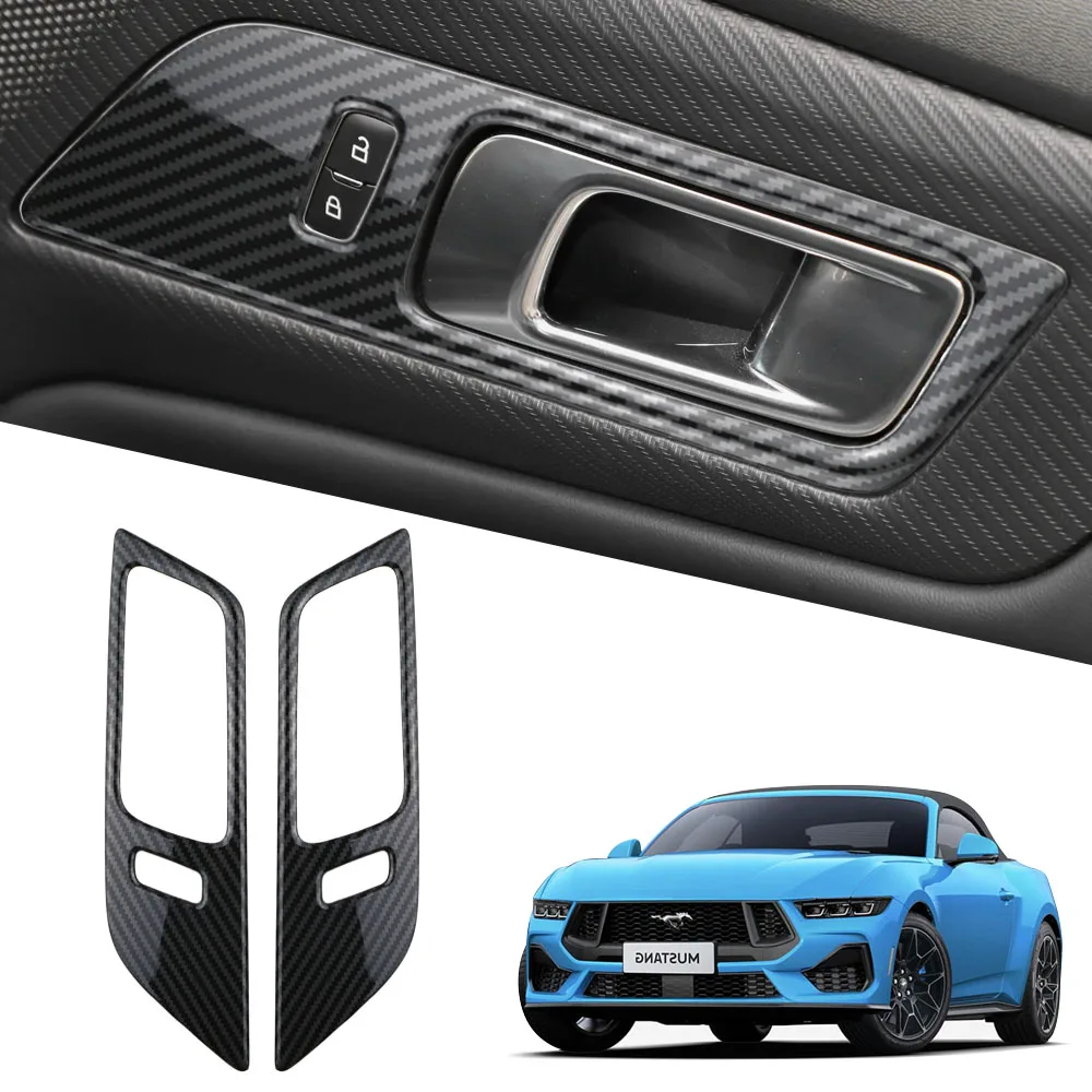Für Ford Mustang 2015-2023 2 stücke Nachahmung Carbon Faser Auto Innen Türgriff Schalter Panel Innenleisten Zubehör