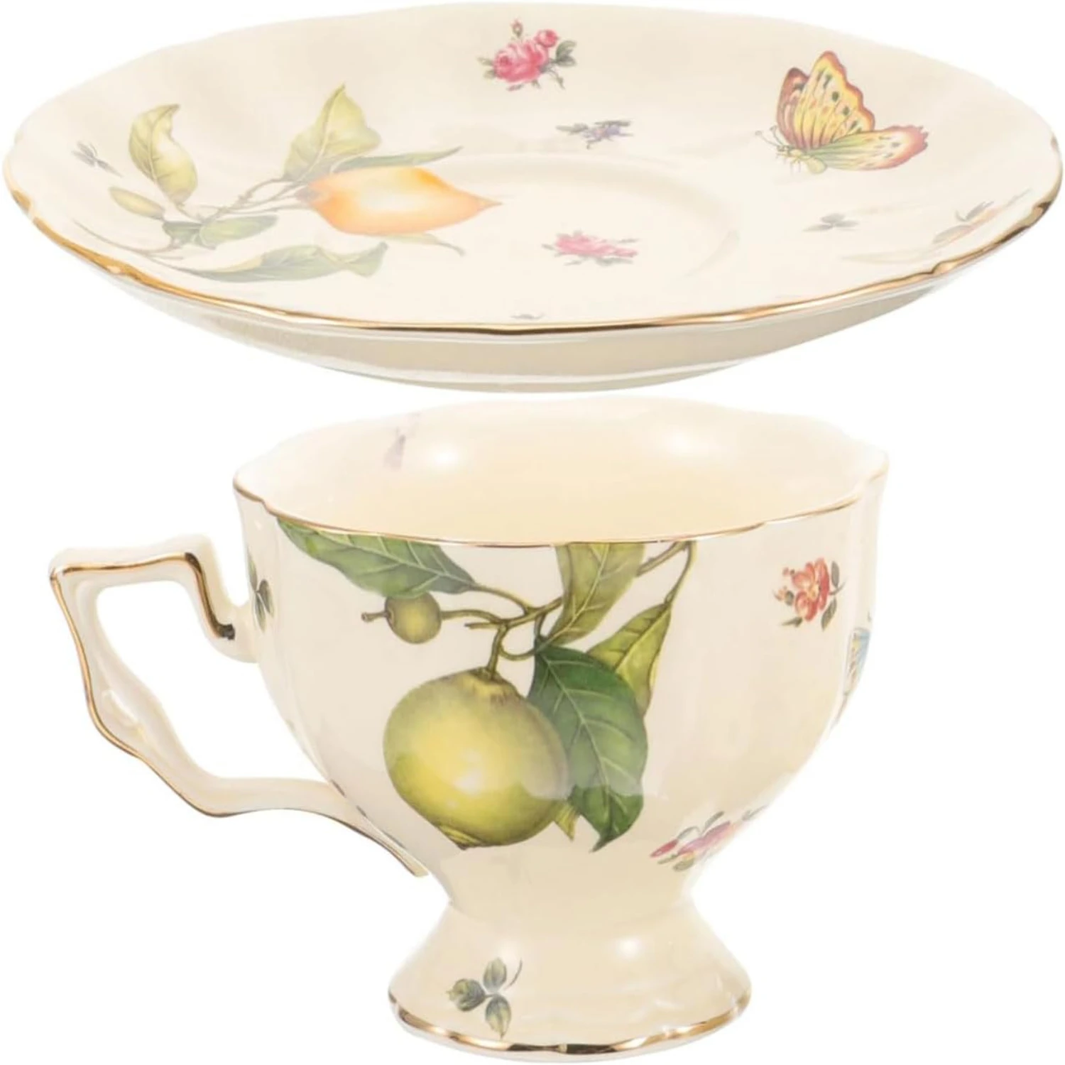 

Retro Ceramic Coffee Cup Set - 1 Set of Vintage Coffee Cups with Handle and Saucer - Perfect Coffee Mug for Office or Coffee Sho