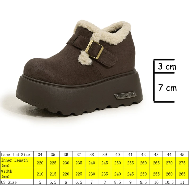 Fujin 10 سنتيمتر 3 بوصة أحذية الثلوج منصة الكعوب للنساء جلد الغزال حذاء من الجلد أحذية مريحة معزول أحذية الشتاء الدافئة #2