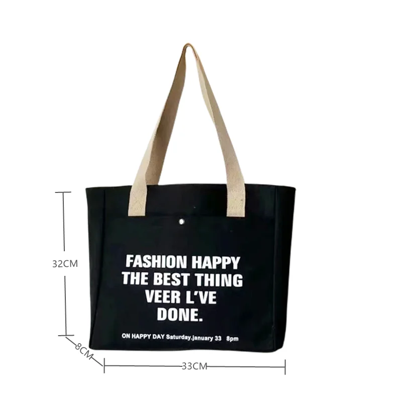 2022 Women Canvas Shoulder Bag Gothic Tote High Quality Ladies Casual Handbag Large Capacity Cotton Reusable Shopping Beach Bag