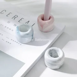1pc Mini Ceramic Toothbrush Rack Ceramic Household Bathroom Accessories Toothbrush Holder Container Decoration Washing Tools