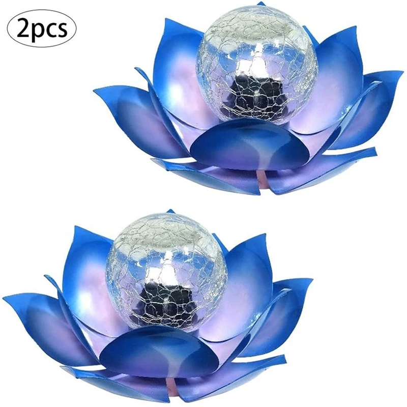 2Pcs Solar Flower Lights, 2PCS Lotus Solar Light, Waterproof Garden Yard Lotus Lamps Ornament For Garden