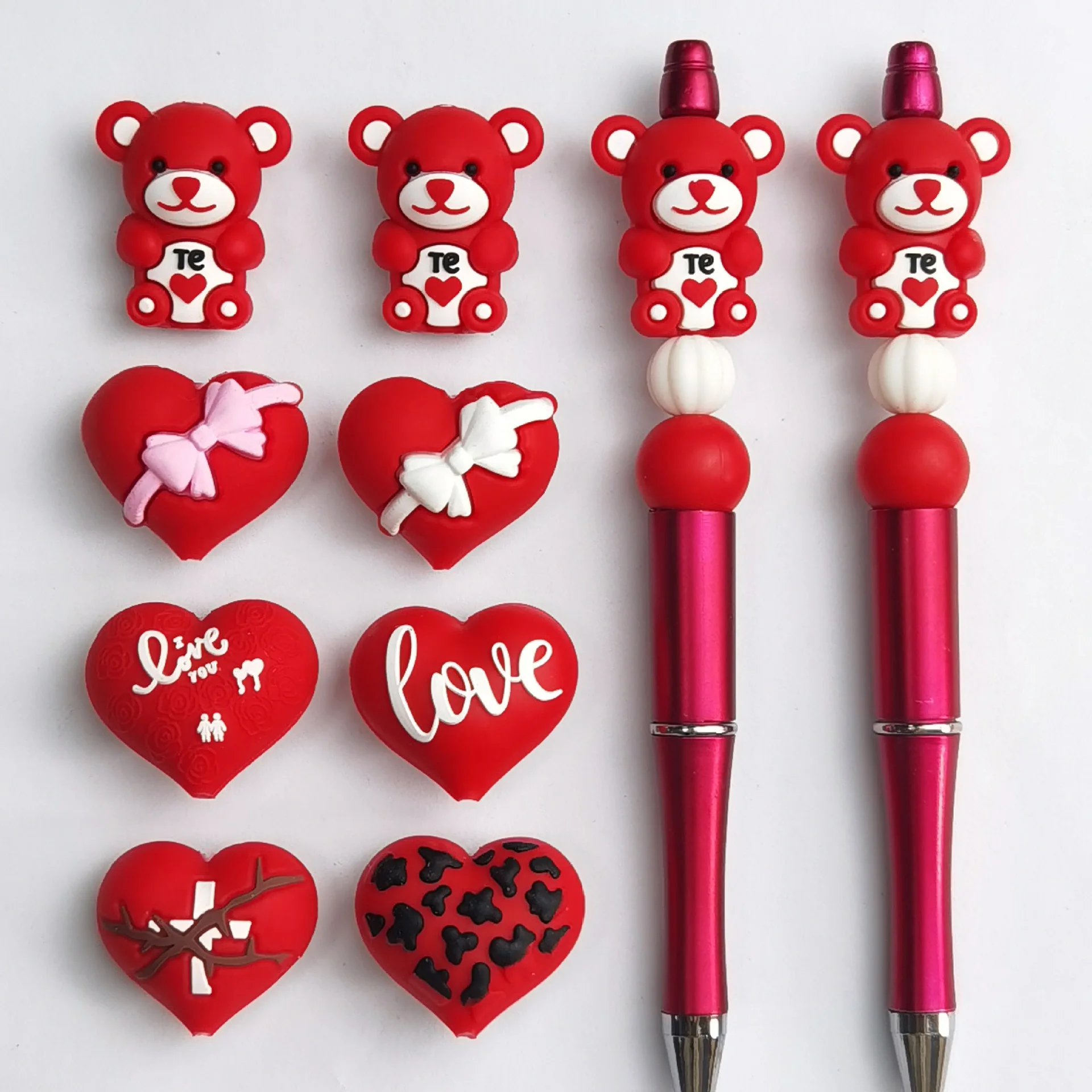 10PCS 3d LOVE Beads Silicone Beads DIY Accessories for Baby Necklace Pendant Pacifier Jewelry Handmade Gift