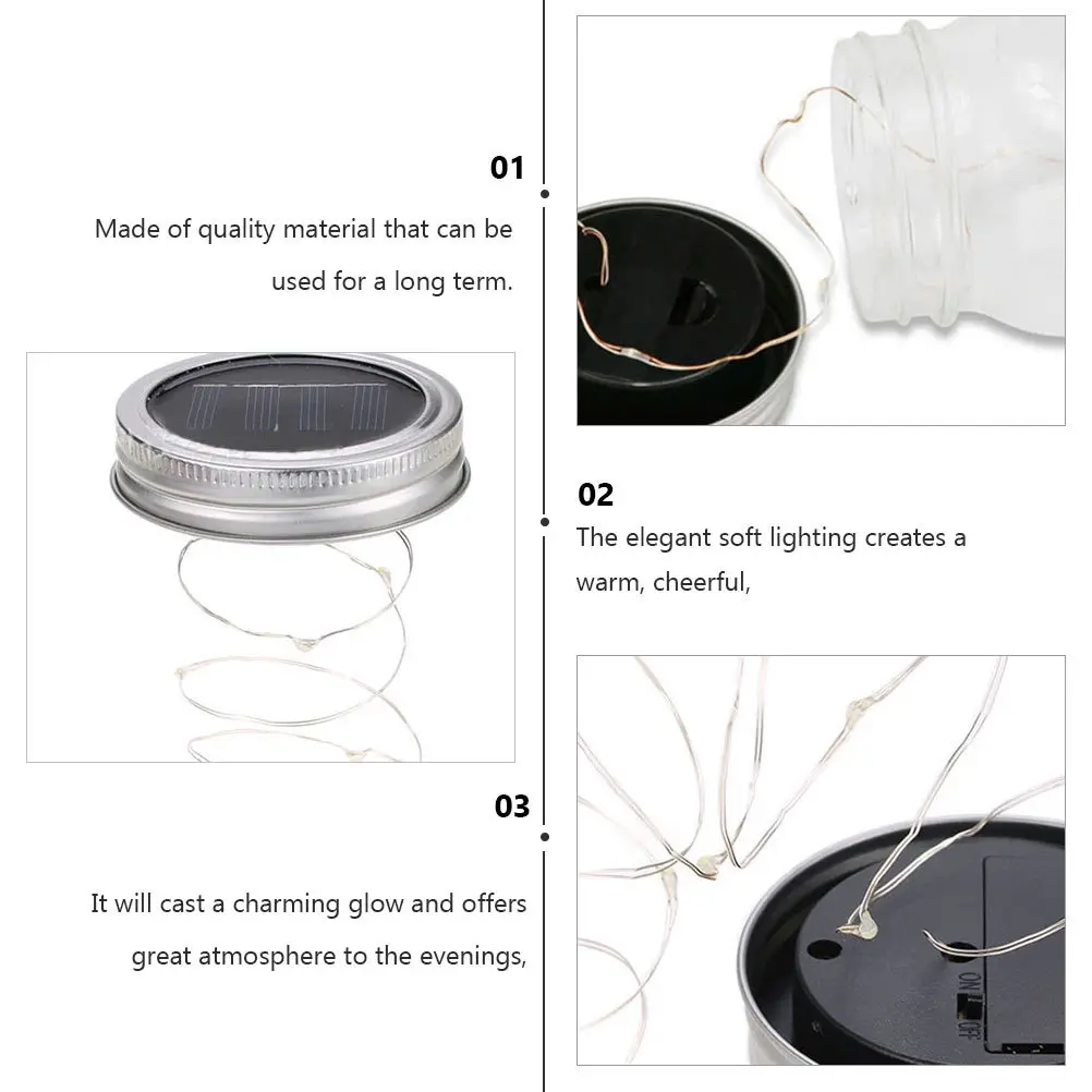 

3Pcs Jar Solar Lights Decorative Outdoor Hanging Solar Powered Lamp Warm Light for Garden Table Porch Yard
