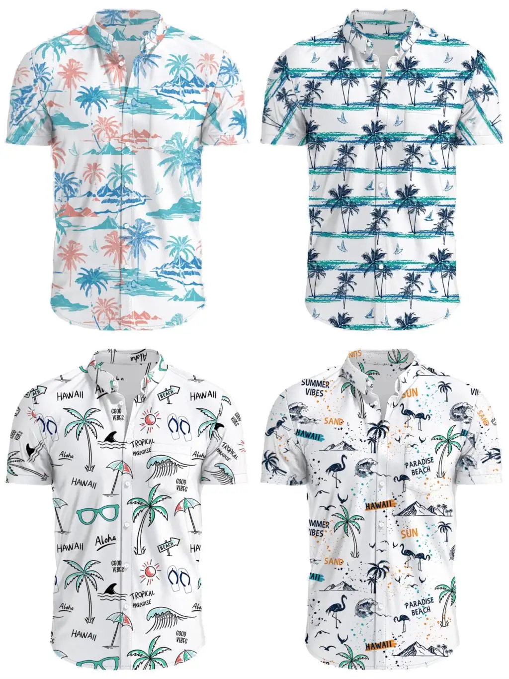 AMP Tree-Chemise hawaïenne à manches courtes pour hommes, tee-shirt imprimé, chemisier de plage, mode, 5XL, 2022