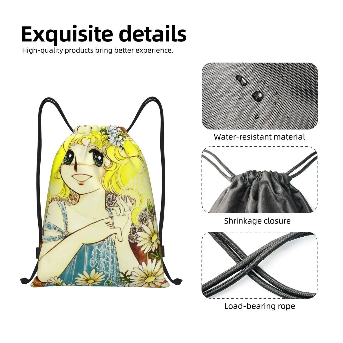Candy Candy Manga Drawstring Bags Sports Backpack Gym Sackpack String Bag for Running