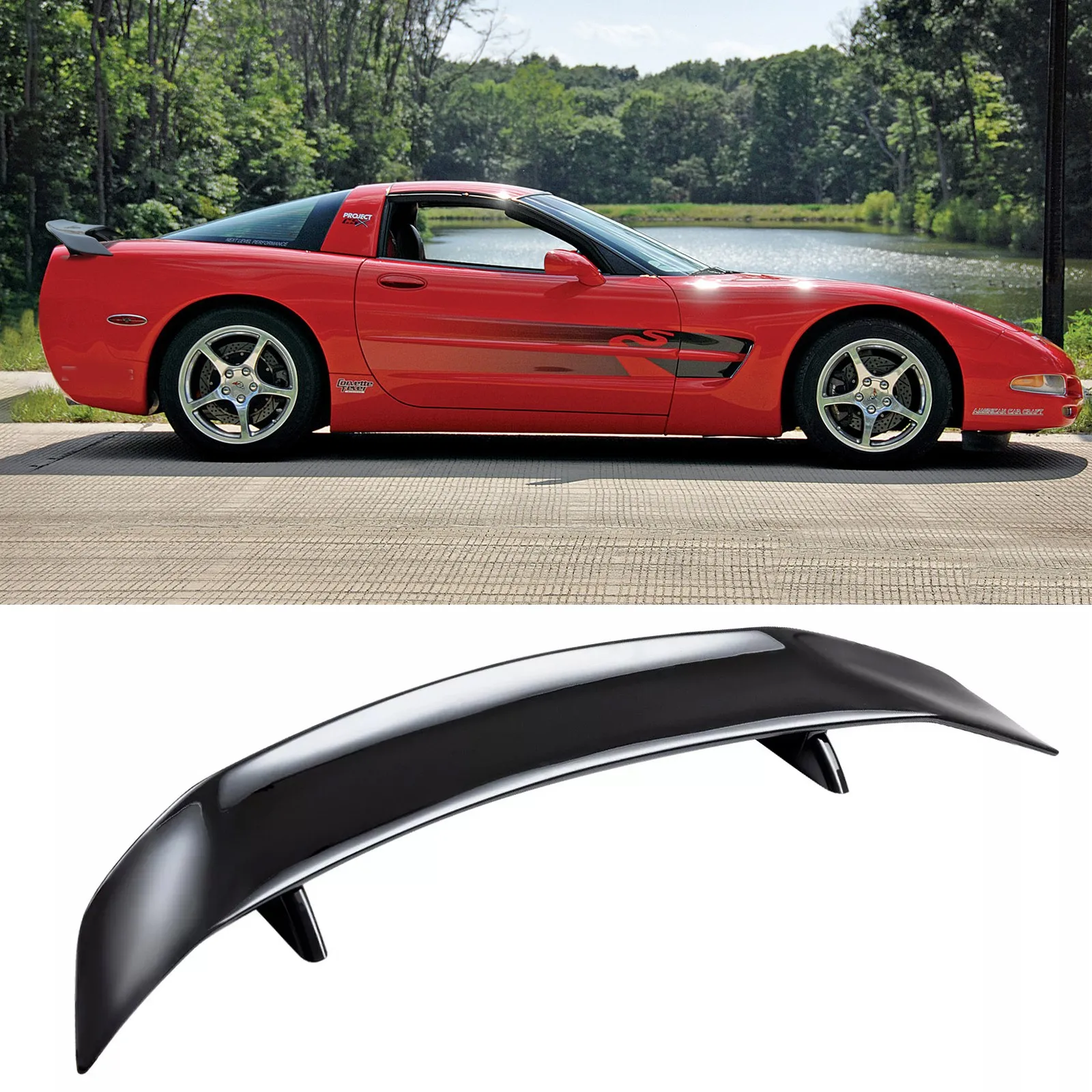 

For Chevy Corvette C5 C4 Coupe Glossy Black 46" Car Rear Trunk Spoiler Lip Wing