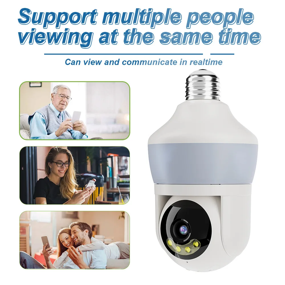 YOOSEE E27 Wifi Bulb Camera 5MP Wifi PTZ Colorful Night Vision Two Way Audio Baby Monitor Auto Tracking Wireless Security Camera