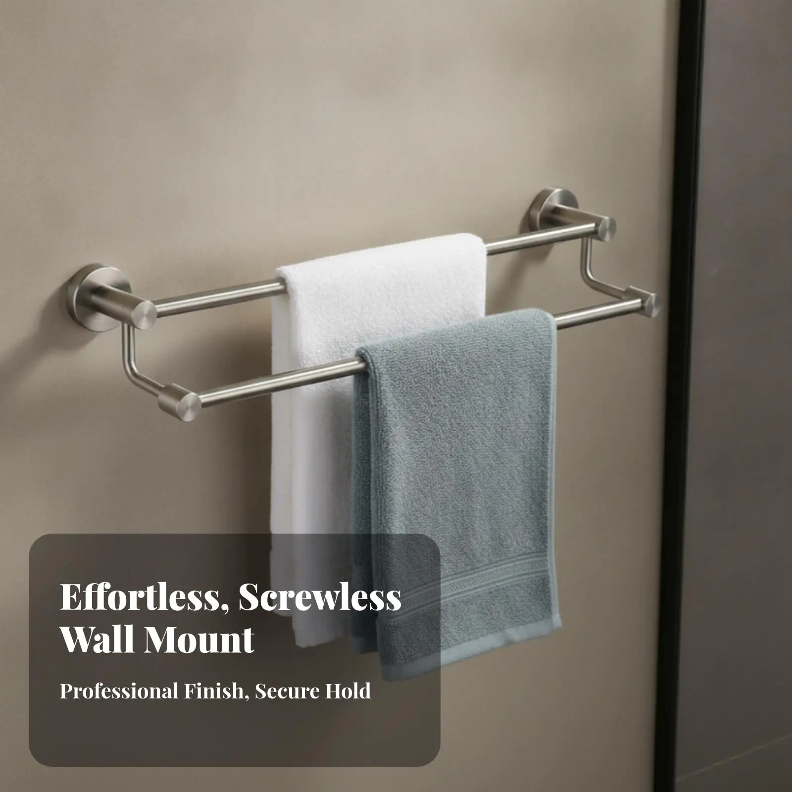 Compact Bathroom Wall Shelf with Towel Bar 304 Stainless Steel for Hand Towels and Damp Environment Storage