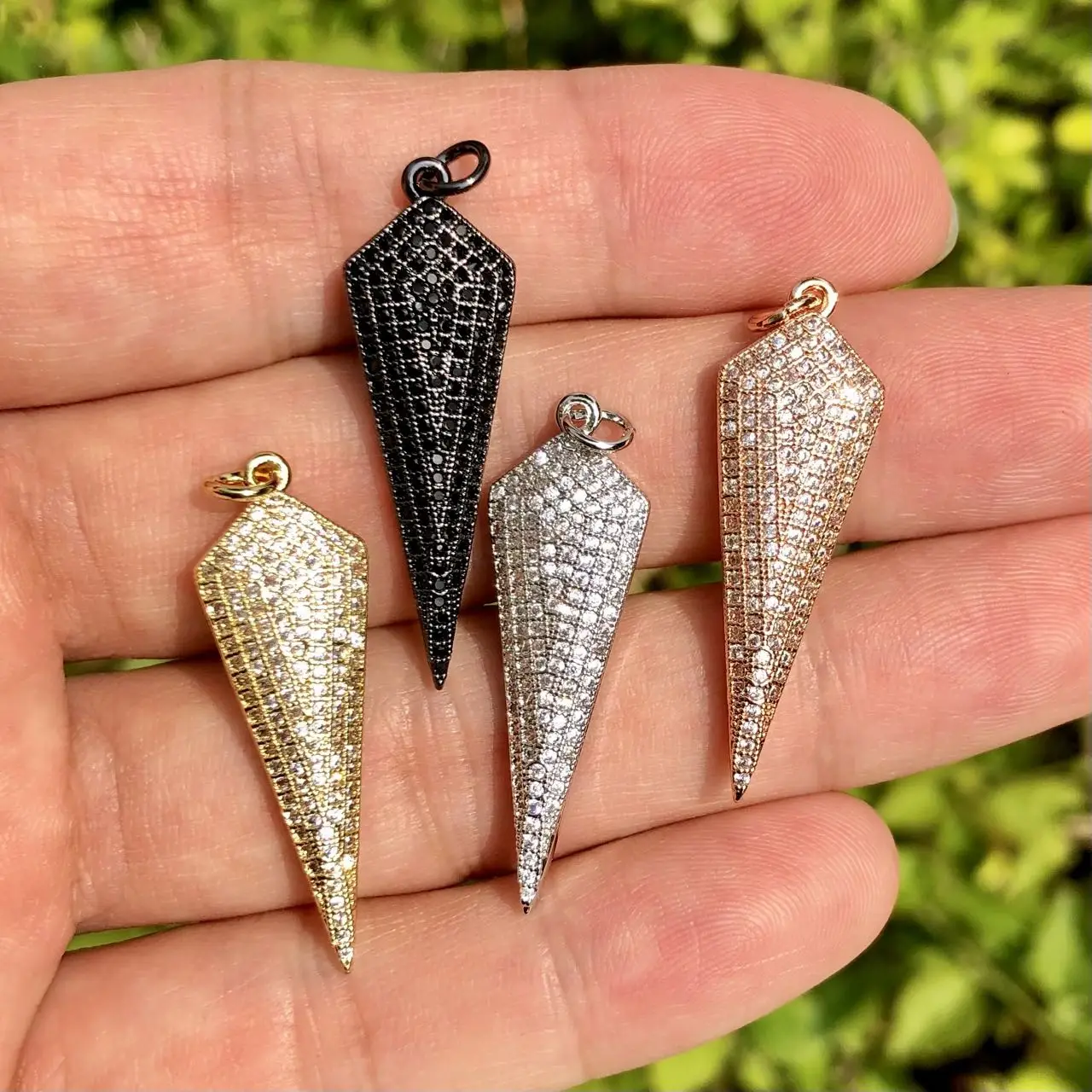 

5Pcs Cubic Zirconia Pave Sword Charm Gold Plated Pendant For Woman Jewelry Making Bracelet Necklace Accessories