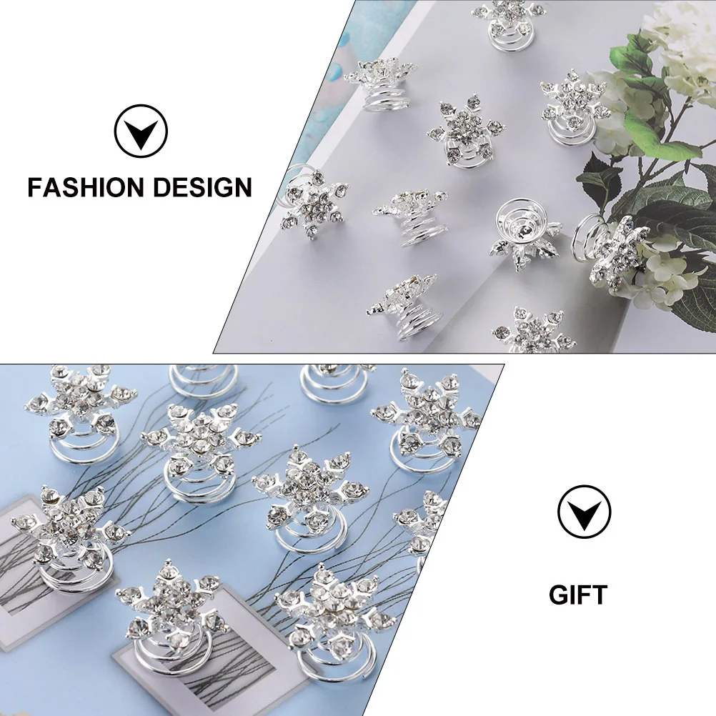 

20 шт. изысканная спиральная заколка со снежинками и стразами, сделай сам, прическа, модные украшения, свадебный подарок подружке невесты, катушки для волос в виде снежинки