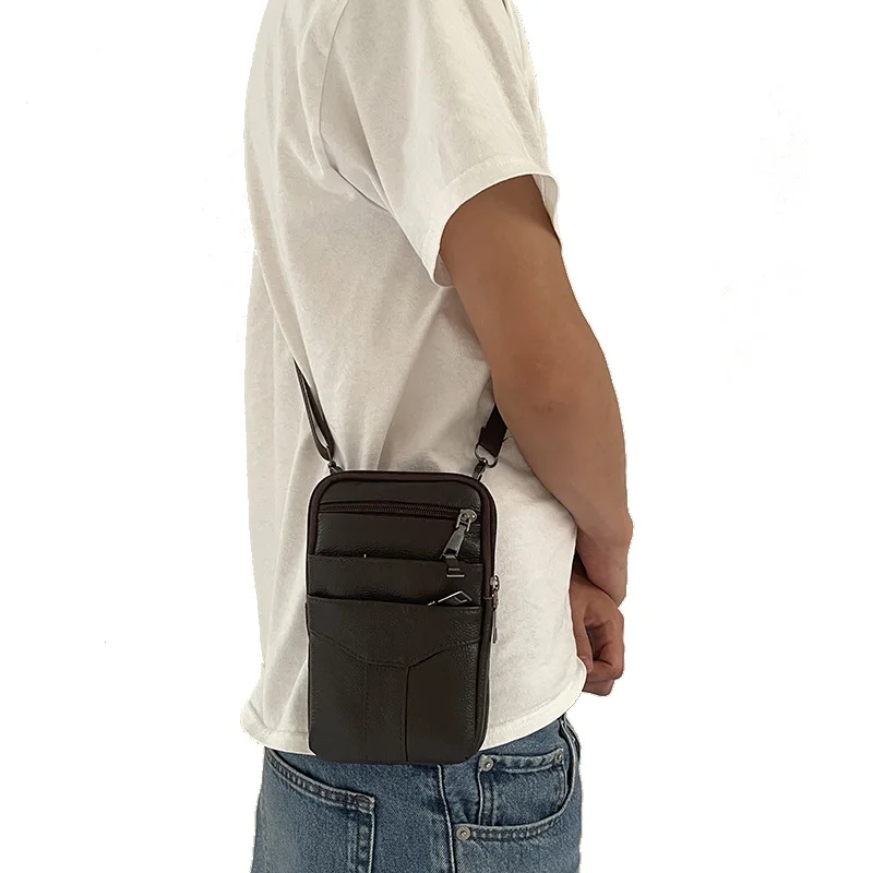 خمر بو الجلود حقيبة الكتف Crossbody للرجال ، الخصر فاني حزمة ، الذكور حزام حقيبة بوم للسفر ، عارضة الهاتف رسول حقائب اليد