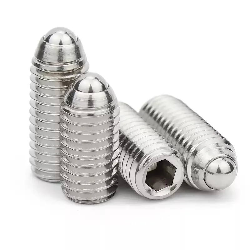 M2.5-M16 304 Stainless Steel Wave Ball Positioning Spring Plunger / Hex Socket Ball Point Set Screw A2-70