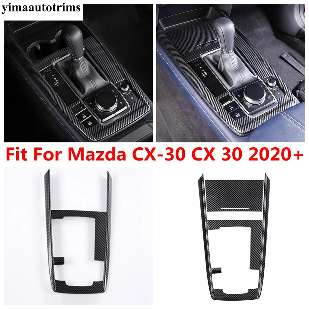 

Car Central Console Gear Shift Panel Frame Decoration Cover Trim ABS Carbon Fiber Accessories For Mazda CX-30 CX30 2020 - 2024