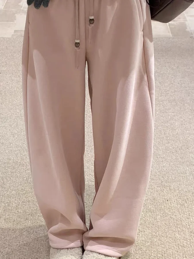 

Женские спортивные брюки с высокой талией и широкими штанинами, прямого кроя, больших размеров, повседневные, длинные, удобные, модные.