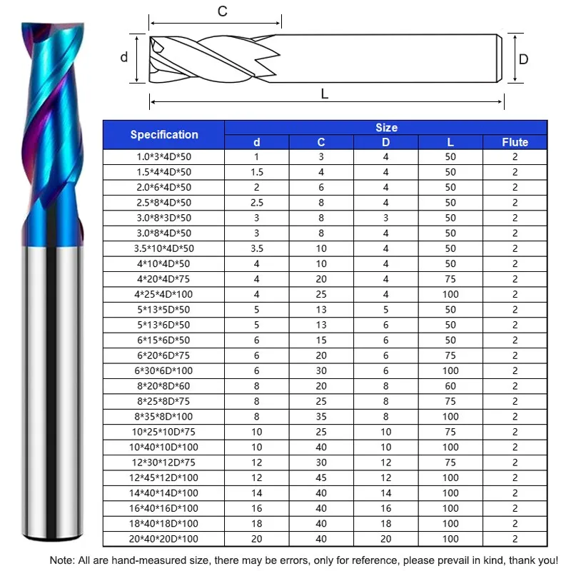 SHAZAM HRC70 2-Flute Tungsten Steel carbide Blue Nano Coating Flat Milling Cutter CNC Stainless Steel Special End Mill Tools