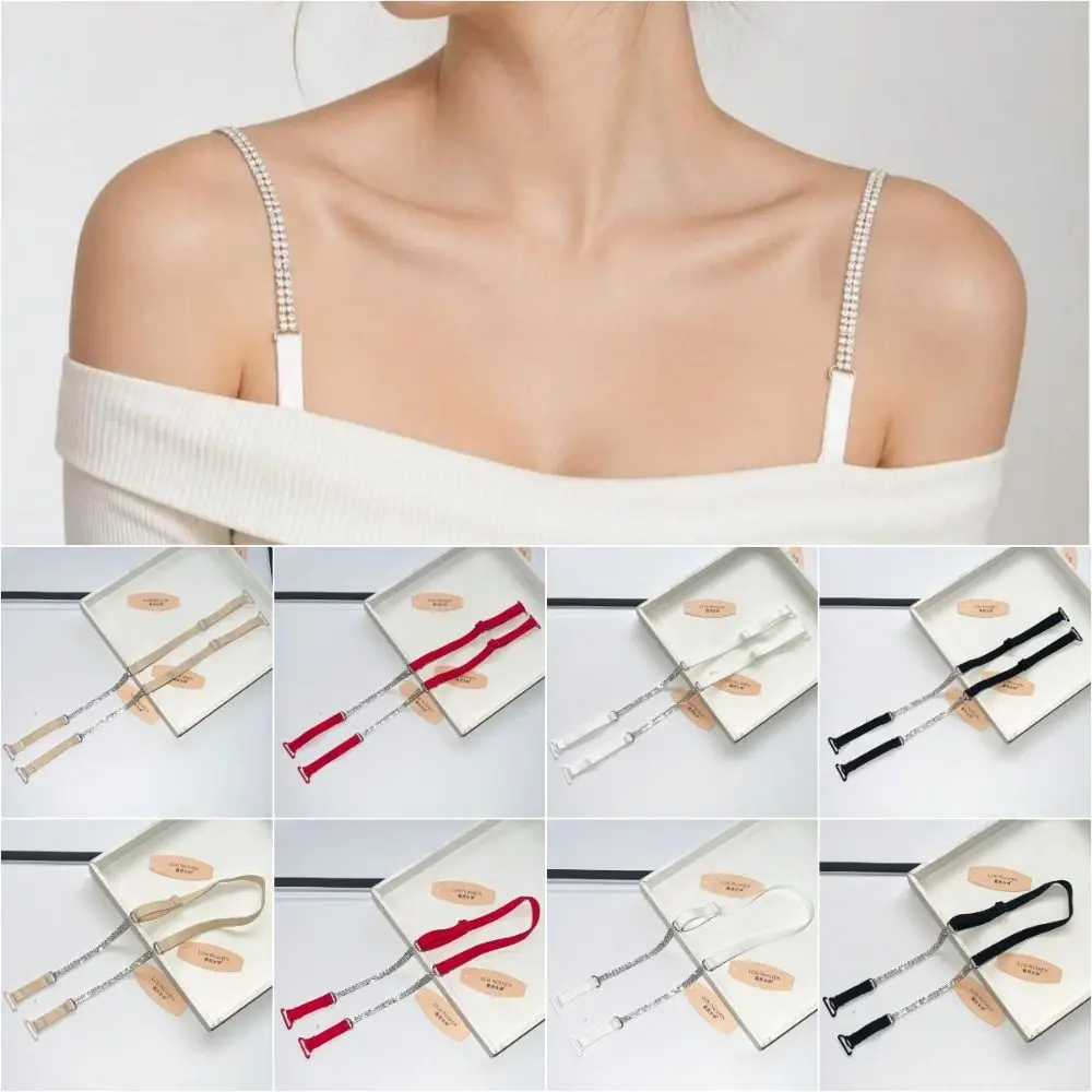 Sexy Elastic Rhinestone Bra Straps Anti-Slip Sparkling Rhinestone Elastic Bra Strap Adjustable Replacement Shoulder Straps Women