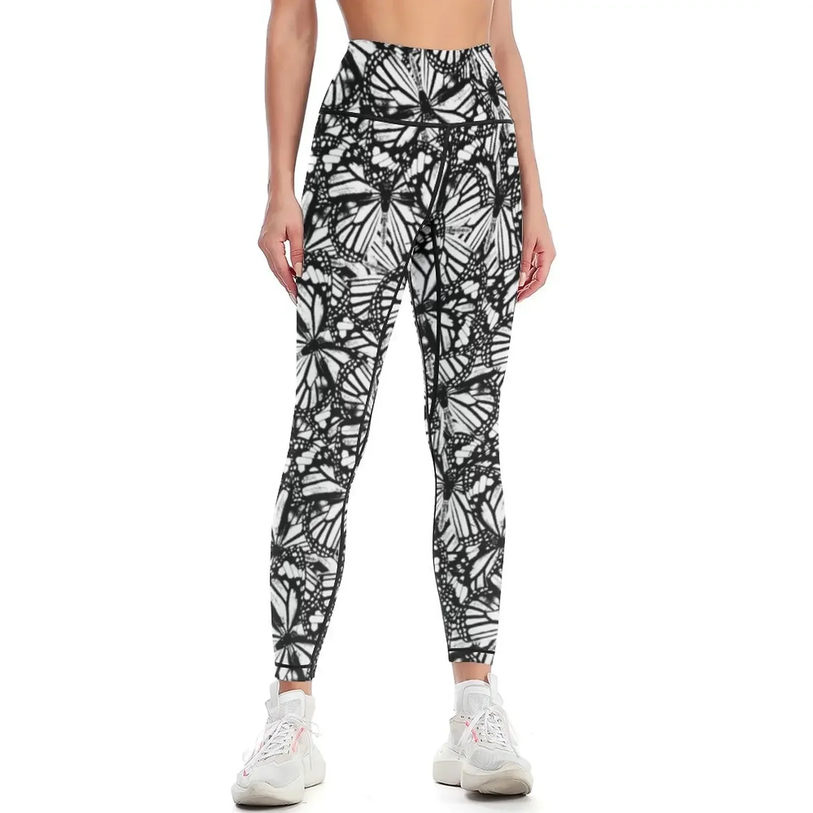 

Monarch Butterflies | Vintage Butterflies | Butterfly Patterns | Black and White Leggings gym's clothing Womens Leggings