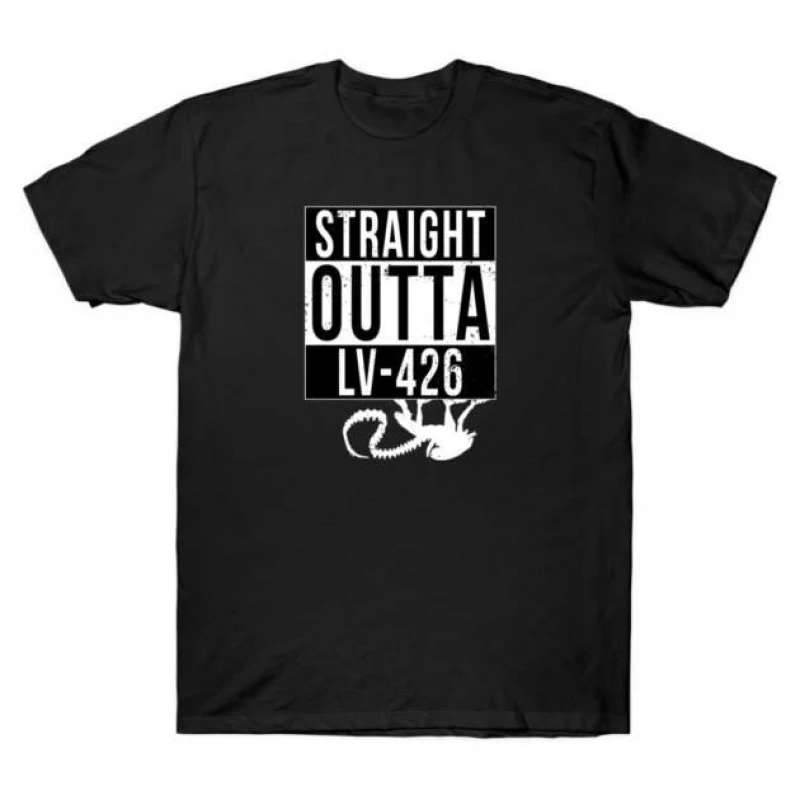 Straight Outta LV-426 Xenomorp Horror movie Weyland Sci-Fic Alien Gift T-Shirt 100% cotton Short Sleeve Graphic clothes All size