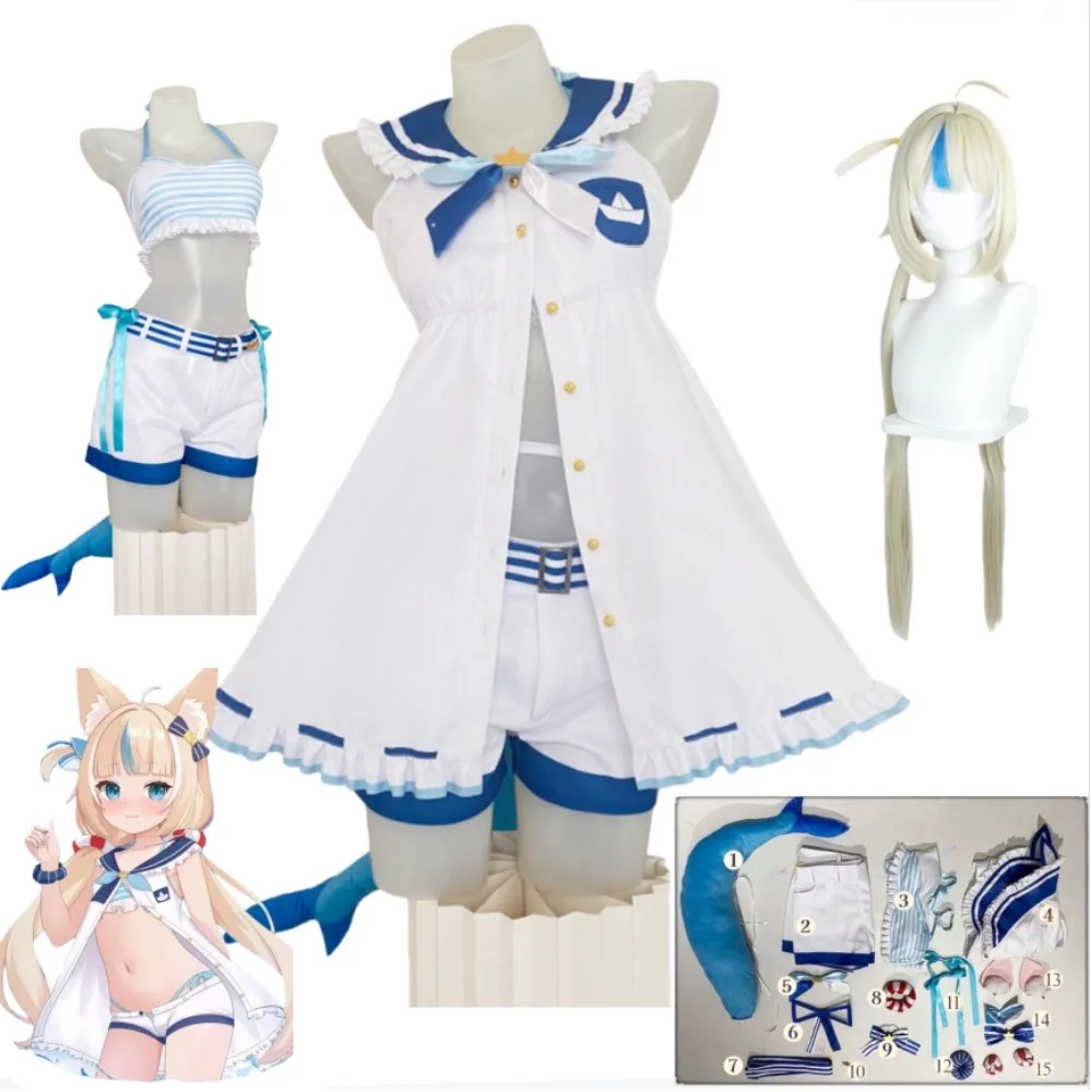 

Virtual Streamer Cosplay Costume Sameko Saba Character's Costume, Tail Wig, Complete Halloween Anime Performance Outfit