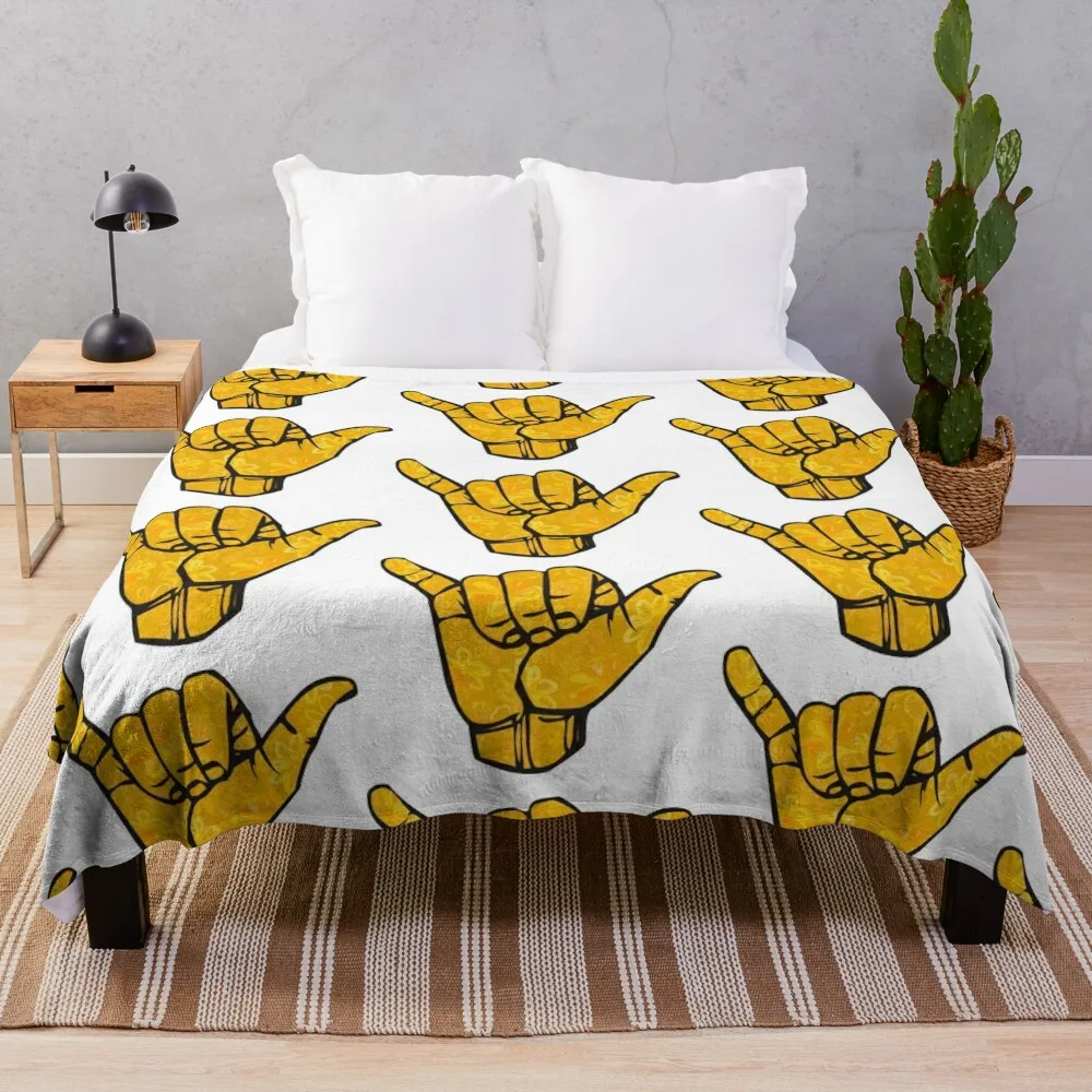 Yellow Shaka Throw Blanket Thermal Personalized Gift Blankets