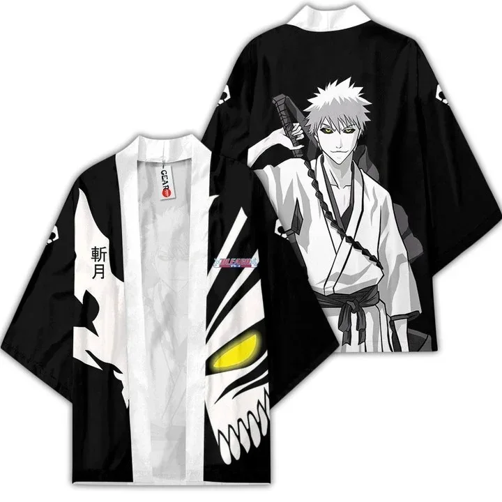 Bleach Kimono Ichigo Kurosaki Rukia Kuchiki Yasutora Sado Cardigan Cosplay Cape Anime Print Summer Robe Casual Pajamas Unisex