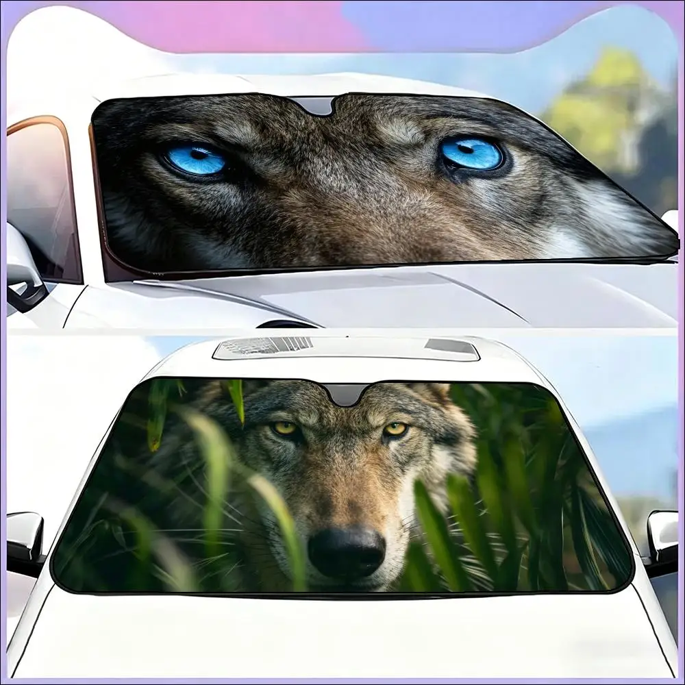 

Sun Visor Premium Car Windshield Sunshade, Heat Insulation & UV Protection Sun Visor, Ideal Auto Gift P-Wolf Eyes