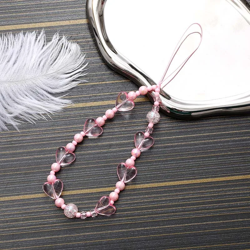 Fashion Crystal Star Beaded Phone Chain Lanyard Jewelry for Women's Personalized Colorful Love Wrist Strap Tellphone Case Rope