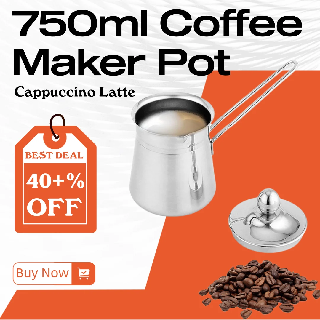 Stainless Steel Turkish Coffee Pot Multipurpose with Spout Milk Warmer Coffee Maker for Cafe Kitchen Bar Home Coffee Lovers Gift
