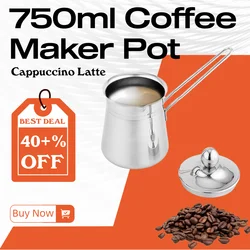 Stainless Steel Turkish Coffee Pot Multipurpose with Spout Milk Warmer Coffee Maker for Cafe Kitchen Bar Home Coffee Lovers Gift