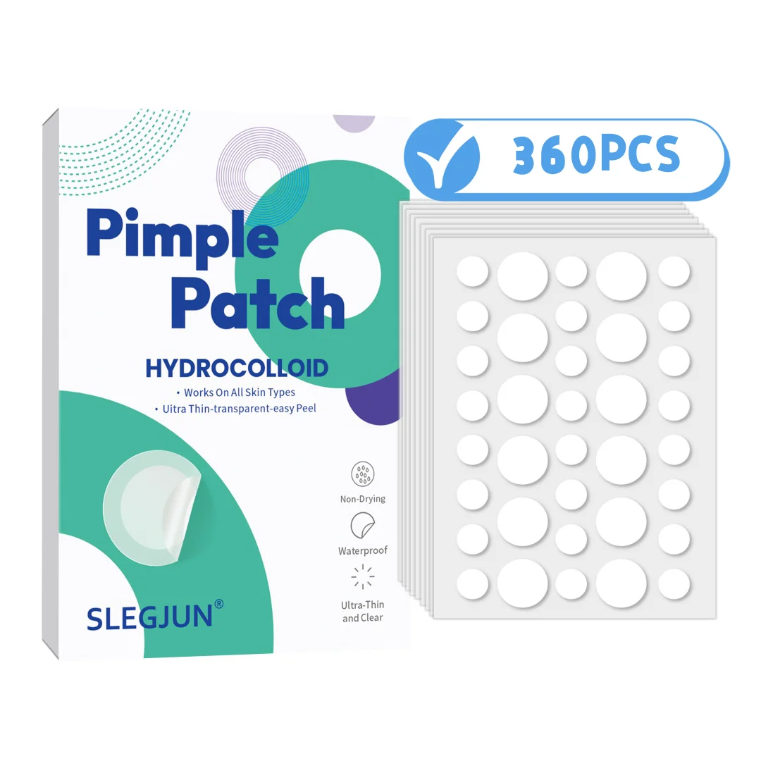 360 pcs Hydrocolloid Acne Patches - Invisible Pimple Stickers for Fast Blemish Relief, Soothes Skin Gently