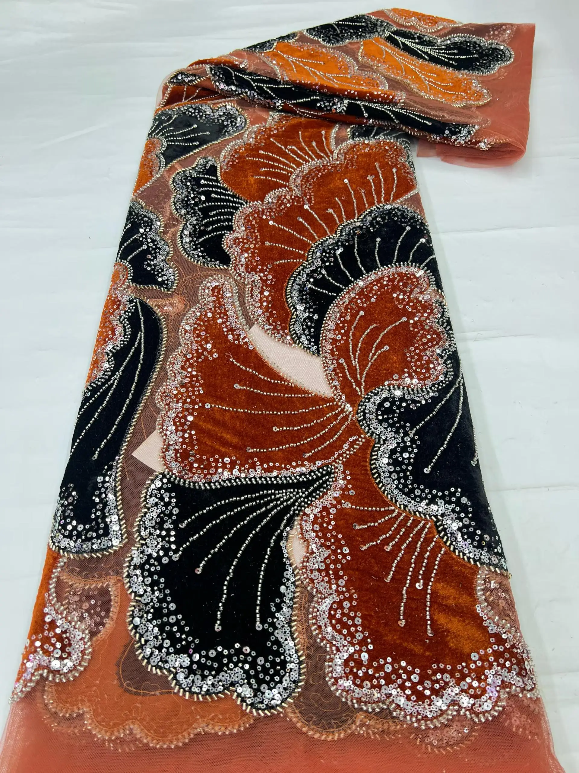 Sewing Velvet Fabric - African Velvet Beaded Heavy Lace Fabric