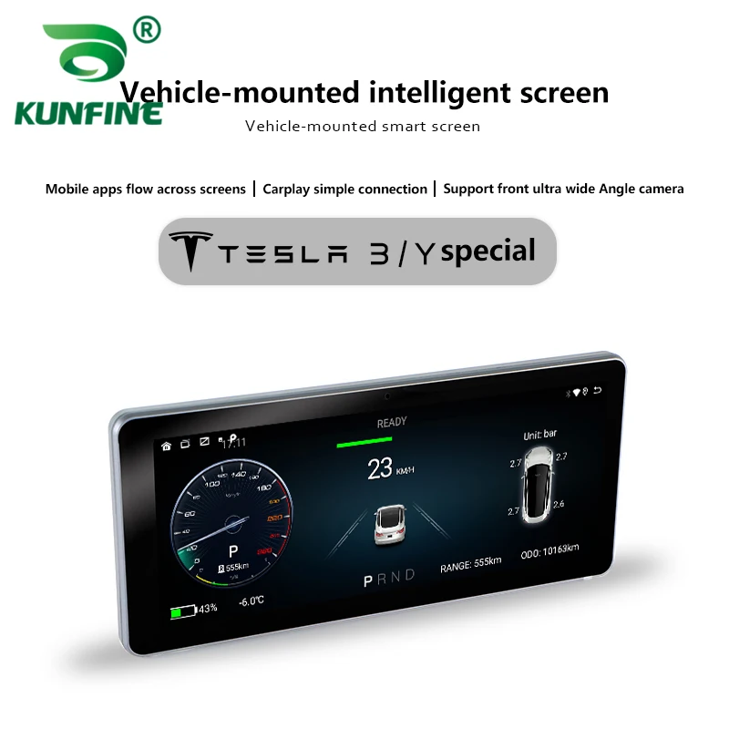 For 10.25 Inch Tesla Model 3 Model Y Car HUD LCD Dashboard Android System Digital Display Instrument Support Carplay