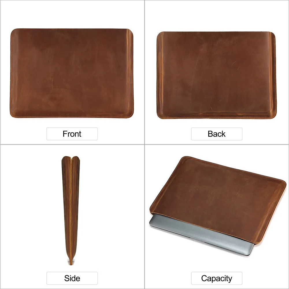 Genuine Leather Luxury  Laptop Sleeve Case for MacBook Air 13 m1 m2 Macbook Pro 14 16 Retro Laptop Cover Accessories