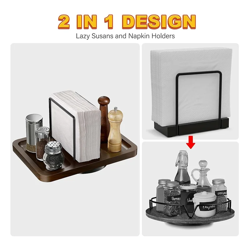 ABKP-حامل مناديل معدنية دوارة للطاولة، موزع مناديل مع حامل المناشف الورقية الملح والفلفل #4