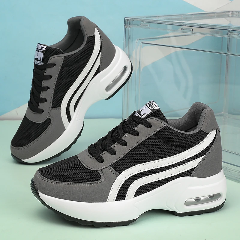 

Women's Casual Walking Shoes Season Sports Shoes Solid Color Sports Shoes Outdoor Thick Soled Shoes, Height Increasing Round Toe