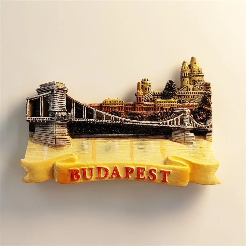 Budapest Danube River Three-dimensional Chain Bridge Tourist Commemorative Decorative Magnetic Fridge Magnet Resin Material