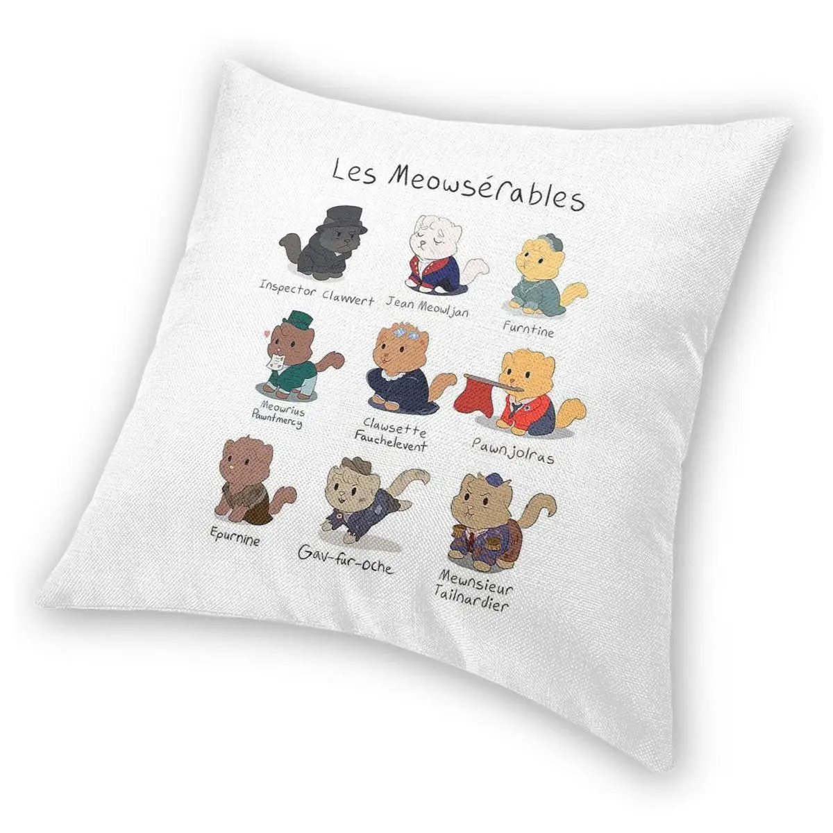 Les Miserables القط Pun ساحة المخدة البوليستر الكتان المخملية الإبداعية البريدي الزخرفية أريكة مقعد غطاء الوسادة 18"
