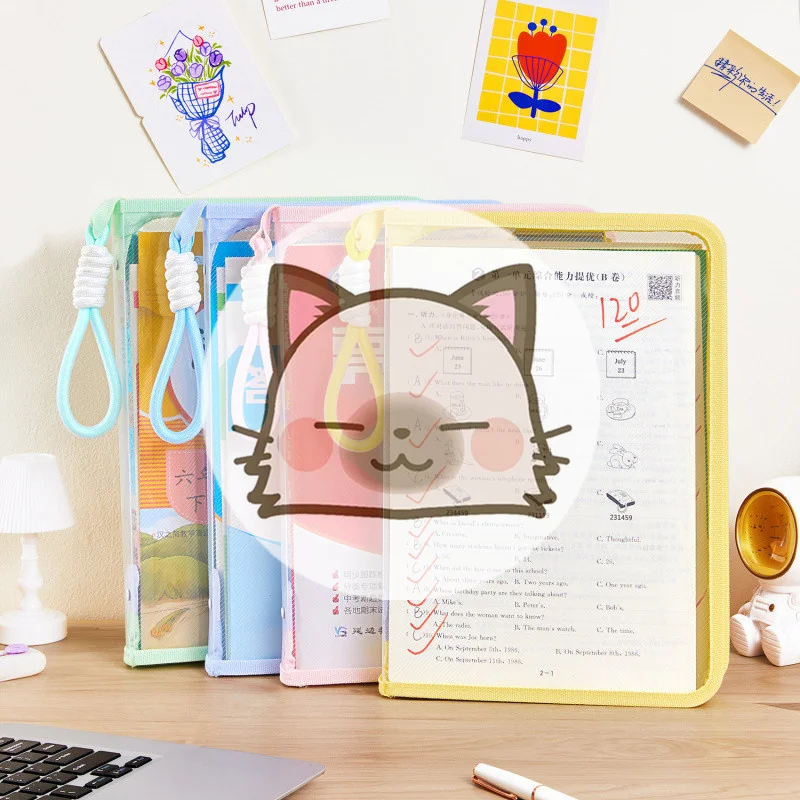 

Портативный прозрачный органайзер для файлов с ручкой, сумка для хранения формата А4 на молнии, канцелярская сумка-папка, держатель для канцелярских принадлежностей, цвета конфет