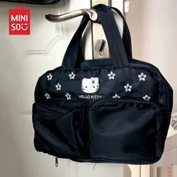 Kawaii Sanrio Anime Black Embroidered Storage Bag Cute Hello Kitty Cartoon High-Capacity Layered Portable Makeup Bag Gifts Girls