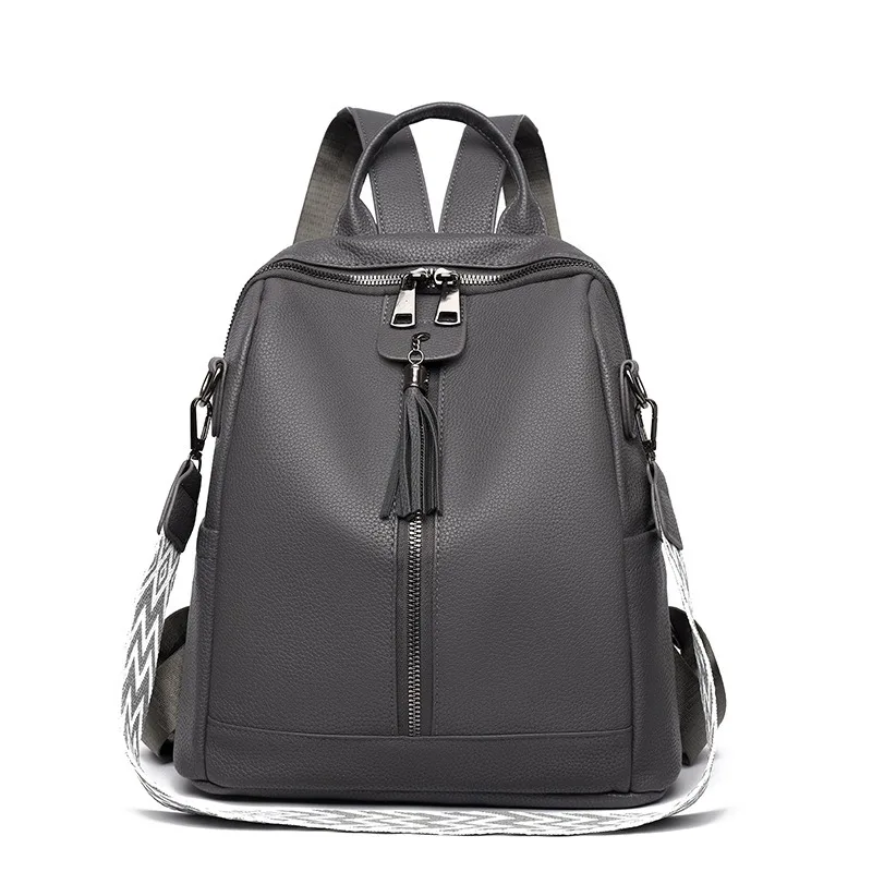 

Nesitu Vintage Large Capacity A4 Black Brown White Grey PU Leather Men Women Backpack Girl Female Travel Shoulder Bag M0033