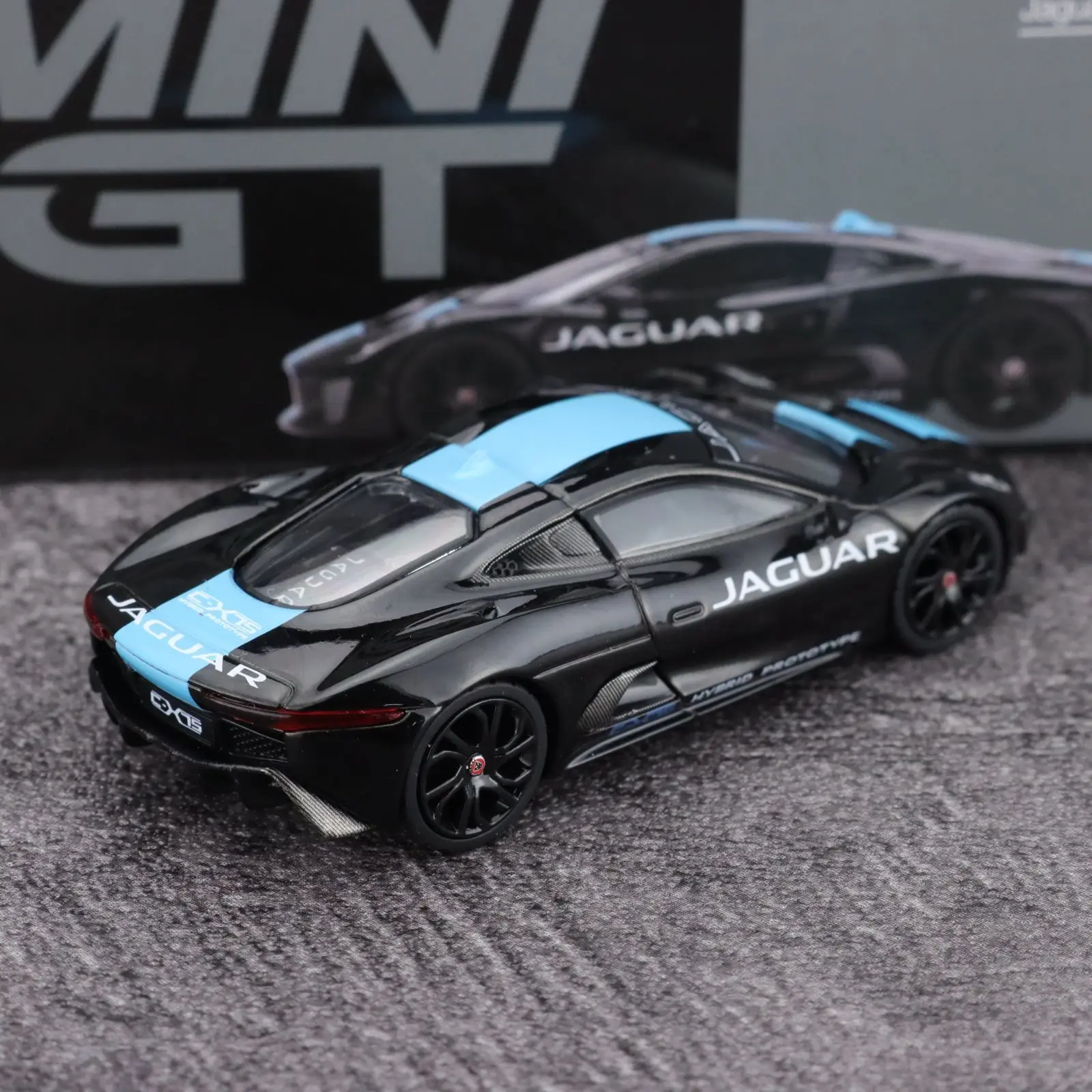 Diecast MINIGT Scala 1:64 Jaguar C-X75 Modello di auto in lega nera Giocattolo da collezione Regalo Souvenir Display Ornamento