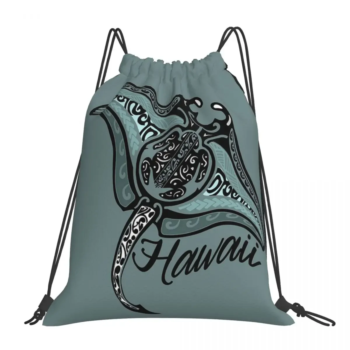 Hawaiian Tribal Ray Backpacks Multi-function Drawstring Bags Drawstring Bundle Pocket Storage Bag BookBag For Travel School