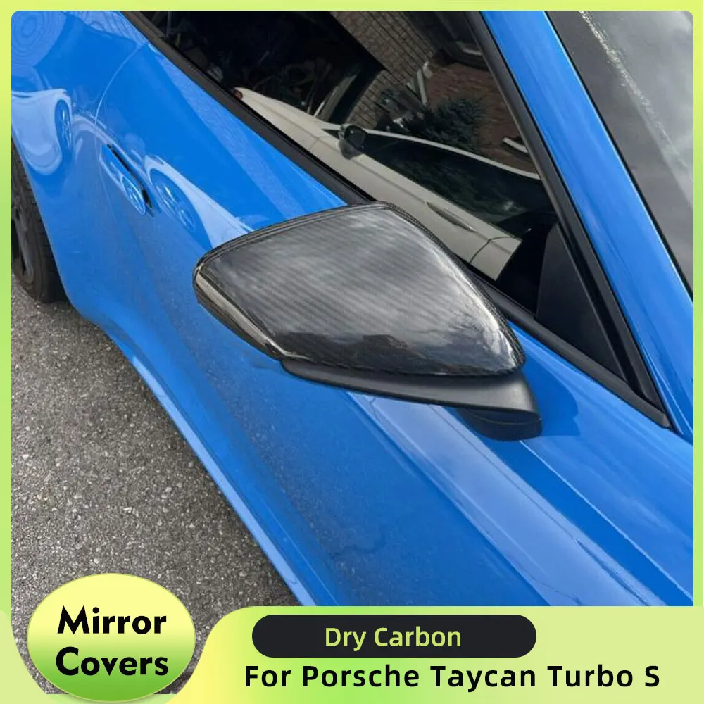 Dry Carbon Car Rear View Mirror Covers Caps For Porsche Taycan Turbo S 2019 2020 Replacement Side Mirror Caps RHD/LHD